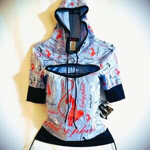 Womens Baby Phat Blouse with Hood by Kimora Lee Simmons SZ Small NWT